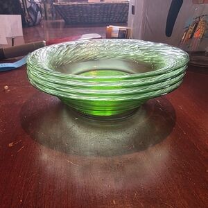 Elegant Green Pressed PYREX Glass Bowls